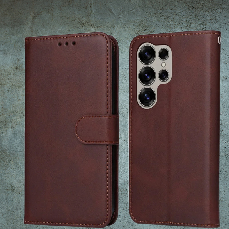 Samsung Galaxy S25 Ultra Case Wallet Leather  Phone Cover, s25ultra   غلاف انيق سامسونج