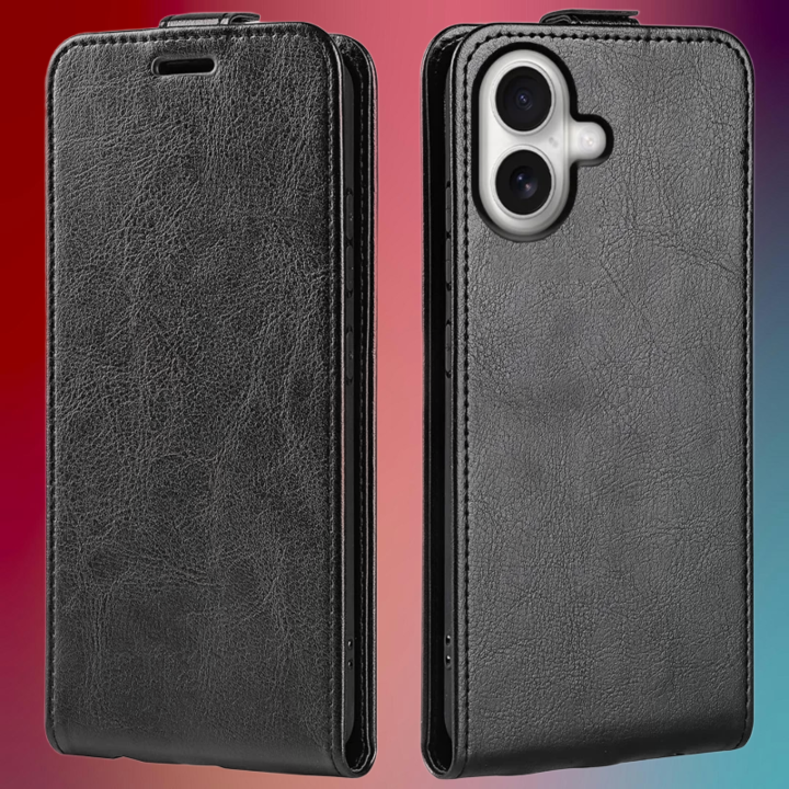 iPhone 17 Case with Card Slots Vertical Flip Leather Phone Cover, غلاف ايفون 17 جلد فاخر