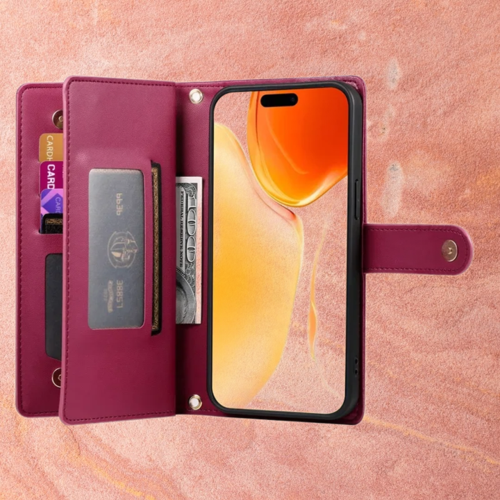 iphone 17 Case Zipper Pocket Wallet ,غلاف ومحفظه نسائيه ايفون 17