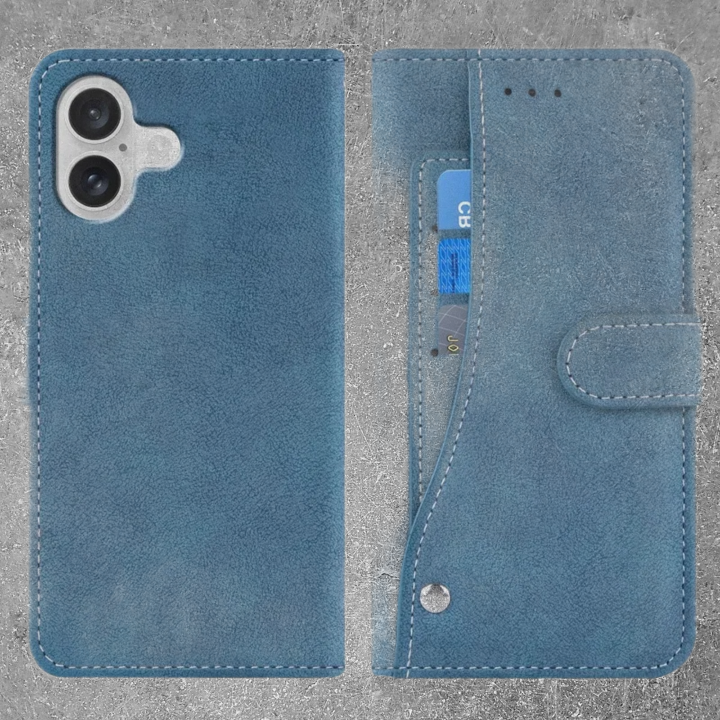 iPhone 17 Case Retro PU Leather Wallet Phone Cover with Rotating Card Slots Holder , غلاف ومحفظه كروت ايفون 17