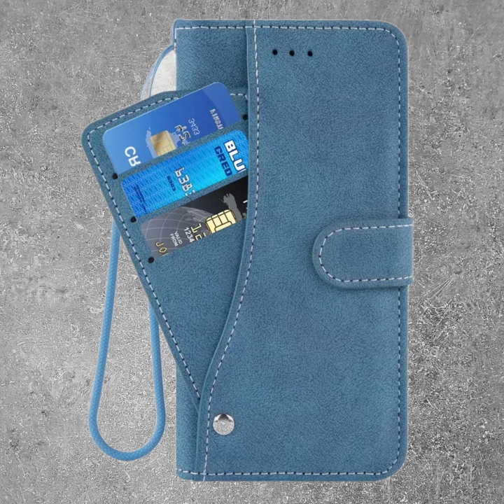 iPhone 17 Case Retro PU Leather Wallet Phone Cover with Rotating Card Slots Holder , غلاف ومحفظه كروت ايفون 17