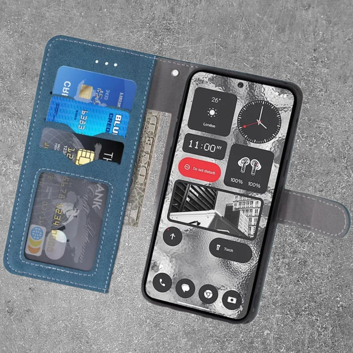 iPhone 17 Case Retro PU Leather Wallet Phone Cover with Rotating Card Slots Holder , غلاف ومحفظه كروت ايفون 17