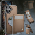 iPhone 17 Leather Back Cover  Magnetic Phone Case with Card Bag,غلاف ومحفظه جلد مغناطيسيه ايفون 17