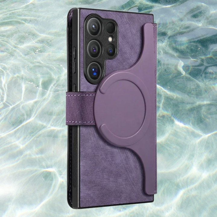 Samsung Galaxy S25 Ultra Magnetic Case Leather Phone Wallet Covers,25 ultraغلاف انيق سامسونج